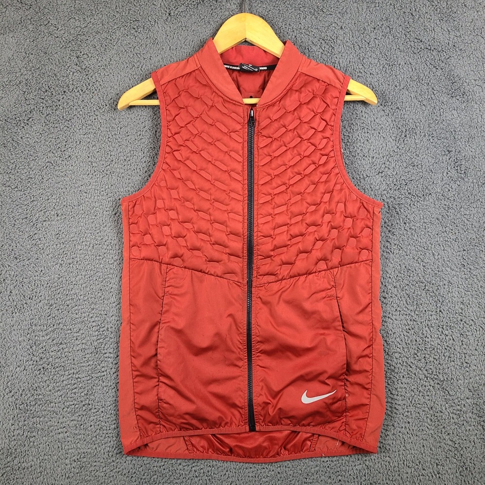 Nike Aeroloft Running Vest Mens Small Red Puffer Gilet 928501-642
